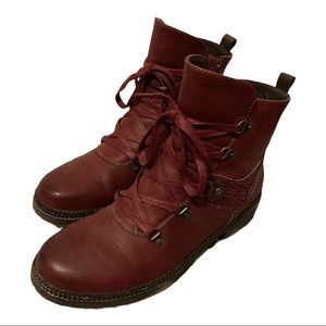 Red Faux-Leather Boots